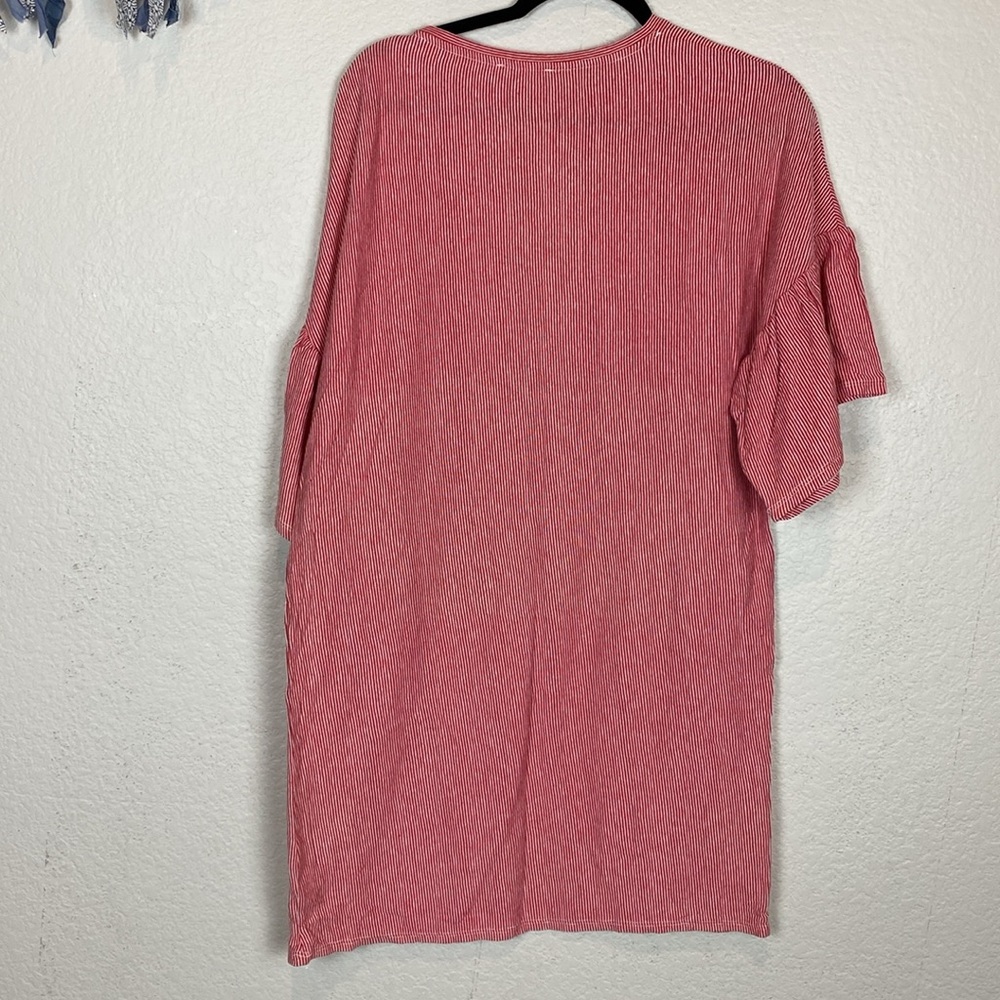 Zara ruffle sleeve red and white striped tshirt dress - Picture 5 of 5